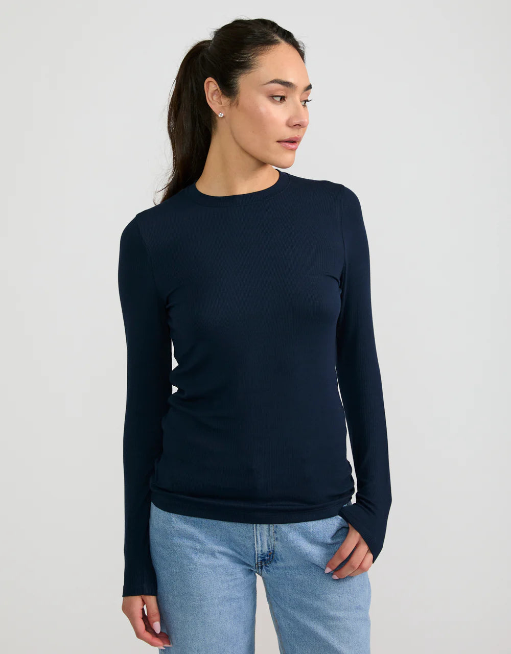 Chicago Ribbed Long Sleeve in Navy