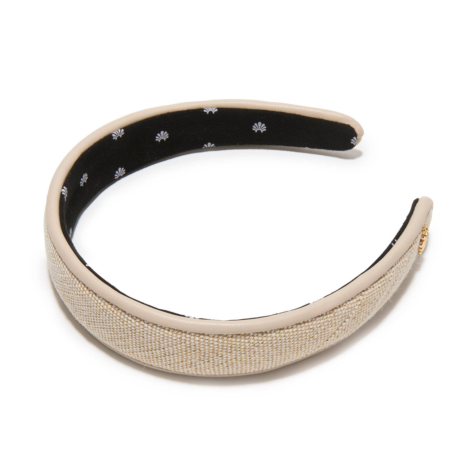 KHAKI CHARLOTTE FAUX LEATHER TRIM HEADBAND