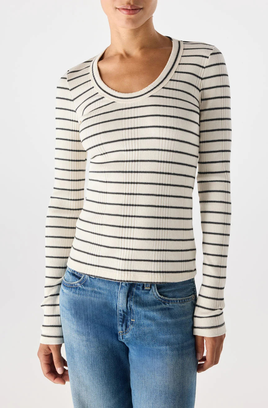 Joanna Long Sleeve Tee - Natural/ Black