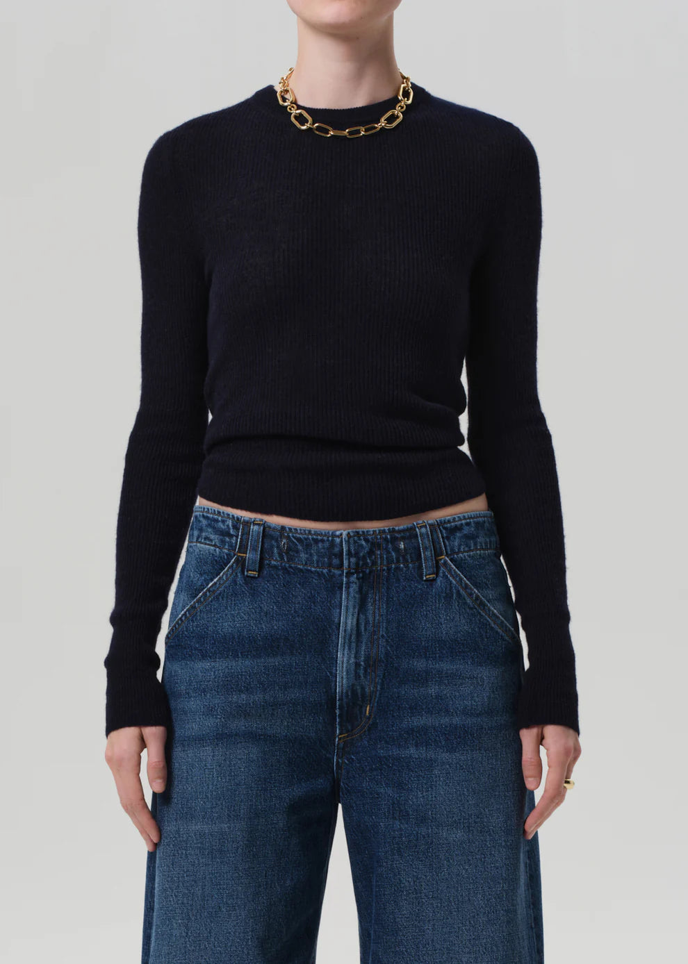 Alessia Crewneck Sweater in Navy