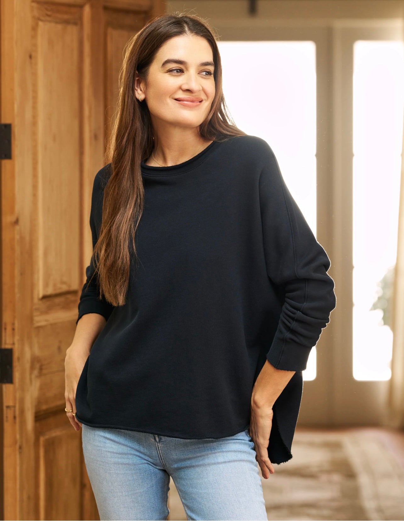 Anna Long Sleeve Capelet in British Royal Navy