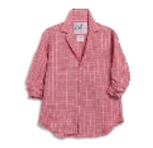 Relaxed Button-Up Shirt in Red with White Grid
