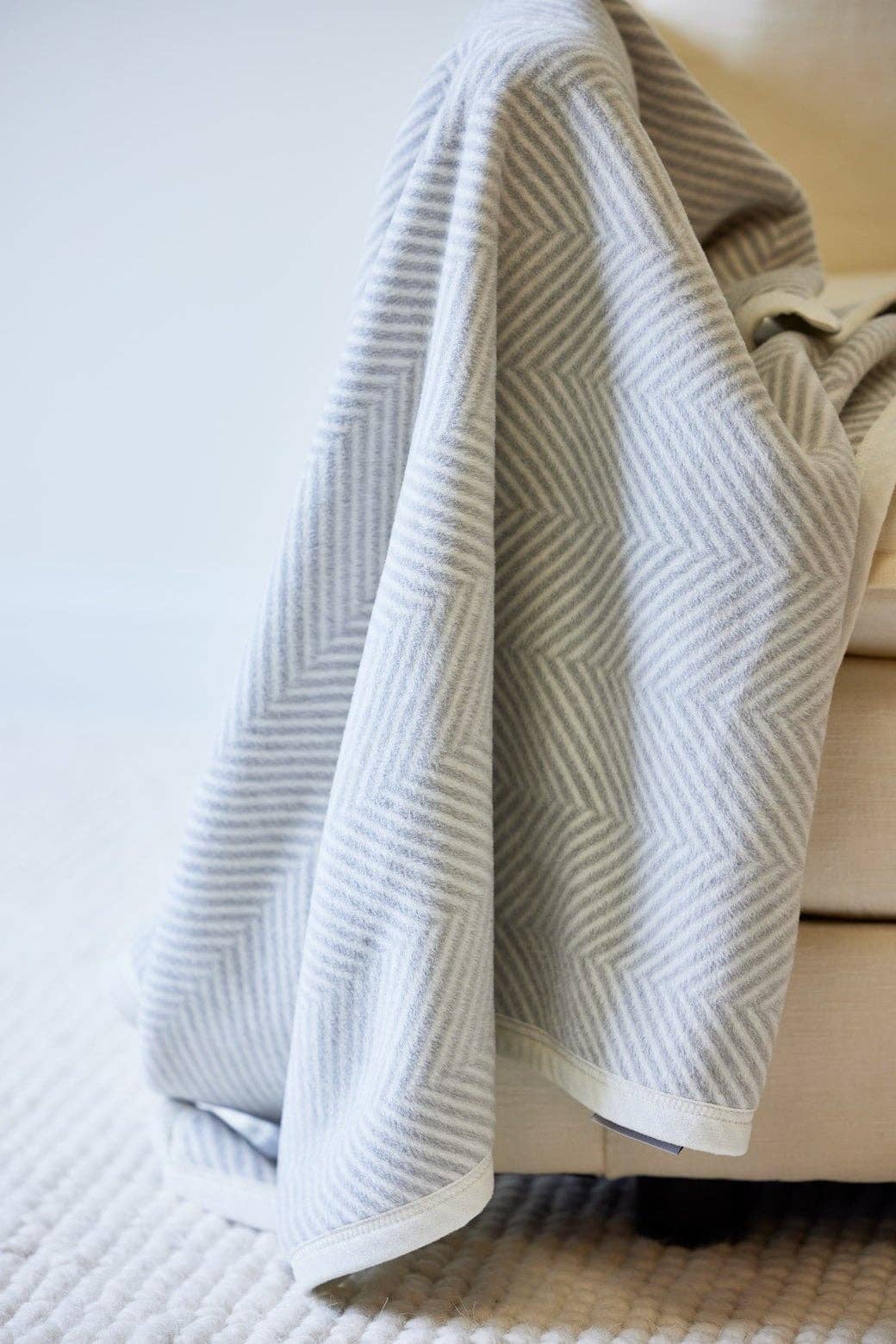 Harborview Herringbone Light Grey Blanket: Original