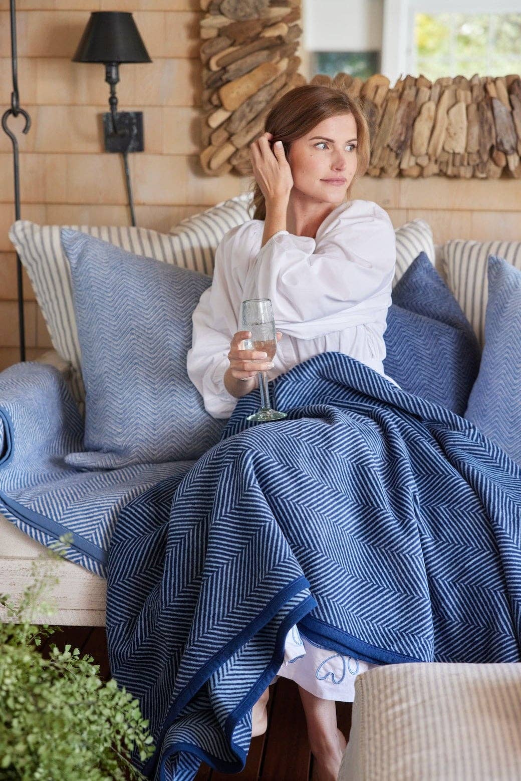 Harborview Herringbone Navy Blanket: Original