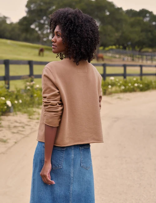 Jackie Sweatshirt Cardigan in Chai