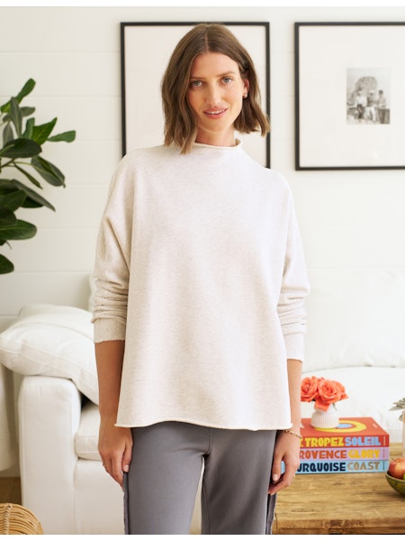 Effie Funnel Neck Capelet in Light Heater Gray Melange