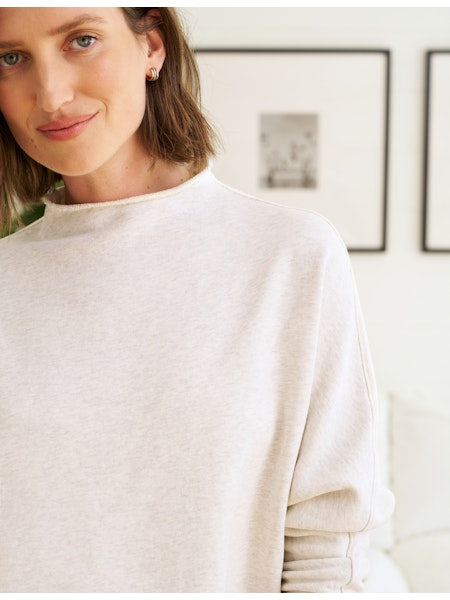 Effie Funnel Neck Capelet in Light Heater Gray Melange