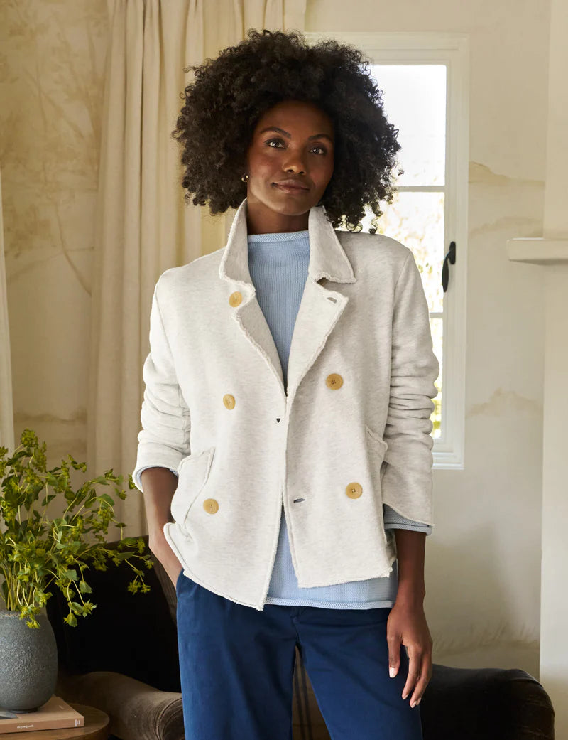 Mini Belfast Crop Peacoat in Heather White Melange
