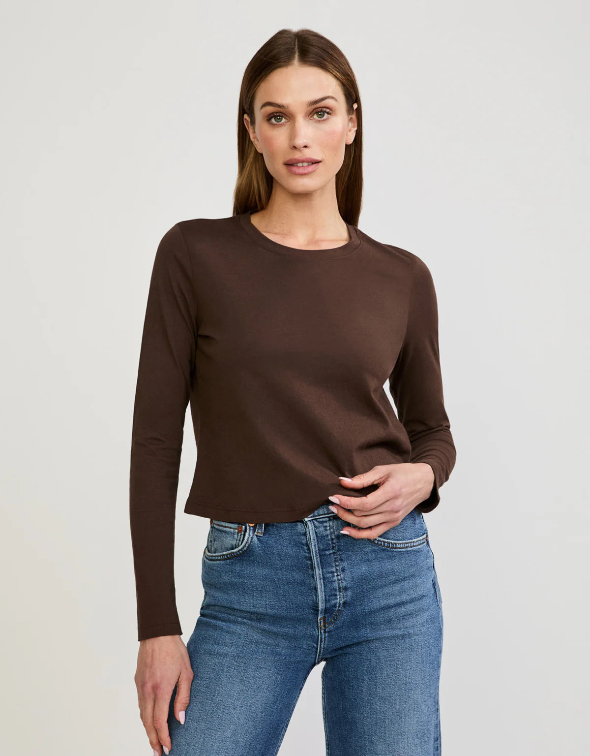 Austin Long Sleeve Tee in Espresso