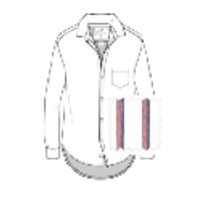 Relaxed Button-Up Shirt in Red, Navy White Stripe