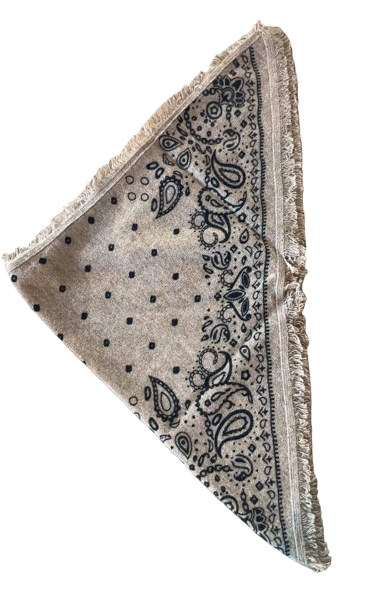 Cashmere Printed Bandana- Taupe Heather