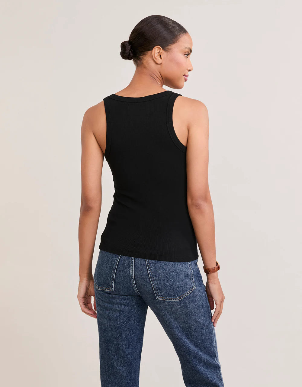 Augusta Ribbed V Neck Tank in Black