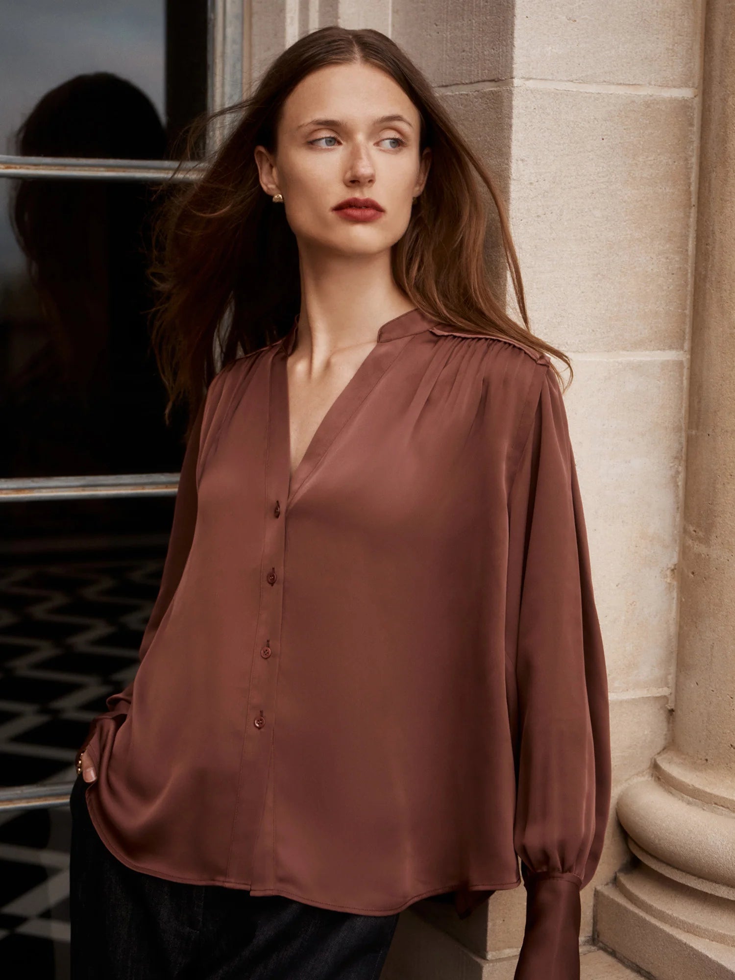 Enna Blouse in Cordovan