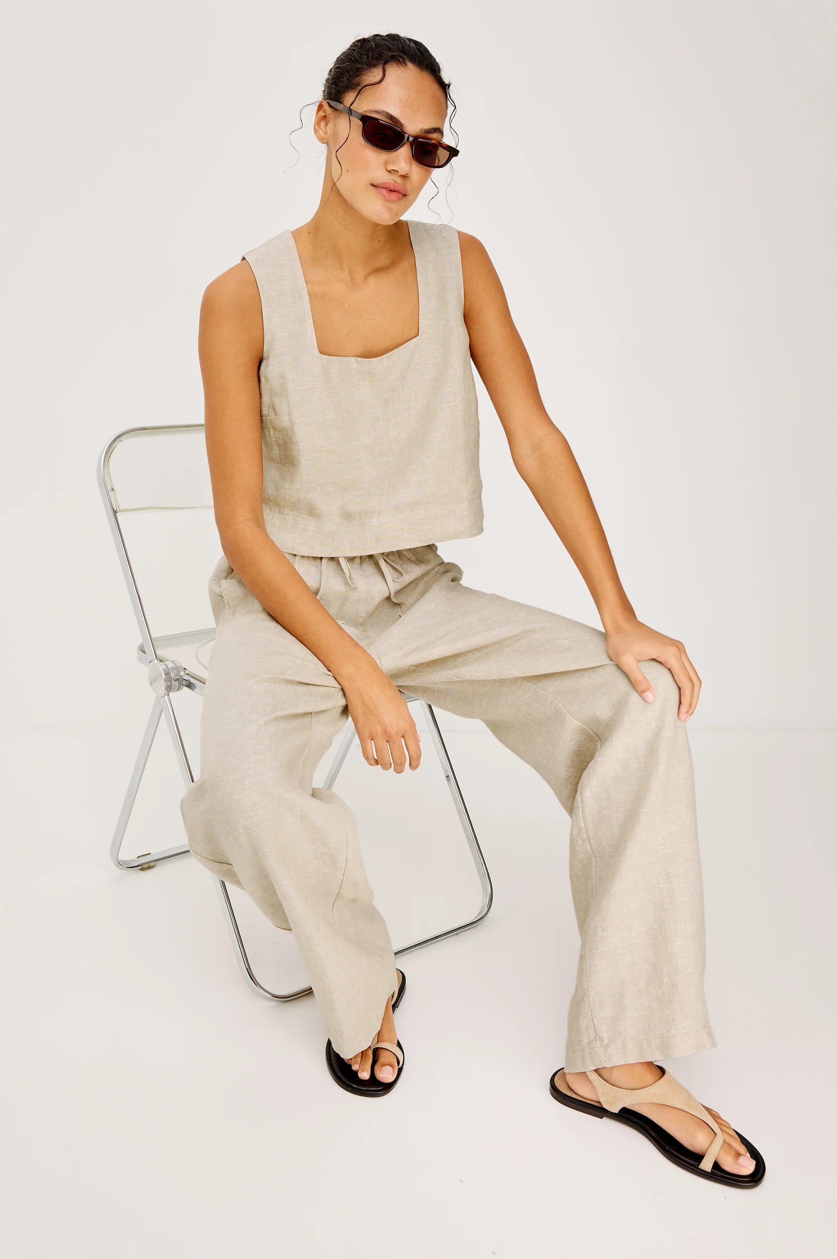 Emmie Pant in Heathered Flax
