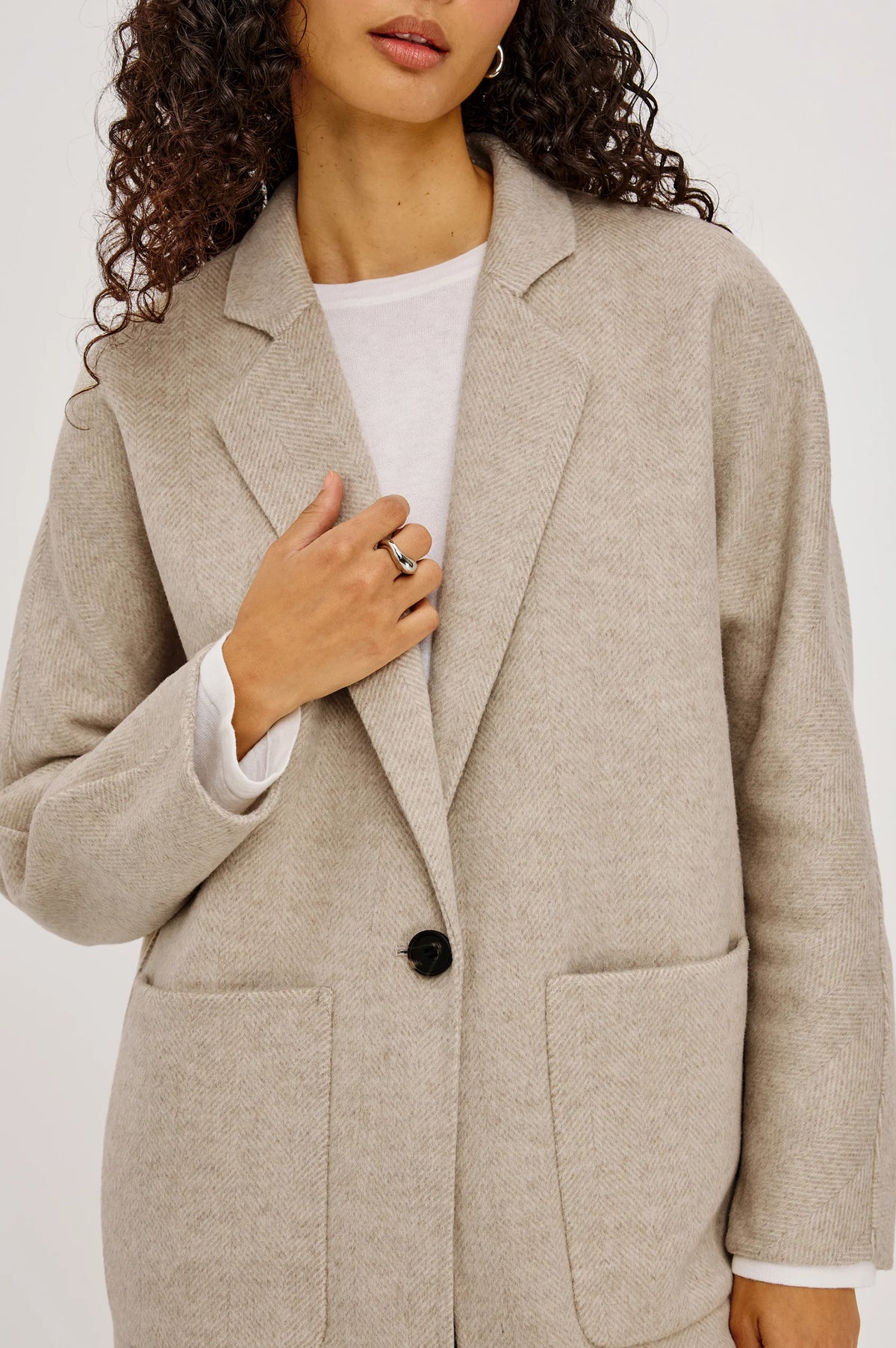 Everest Coat- Oat Herringbone