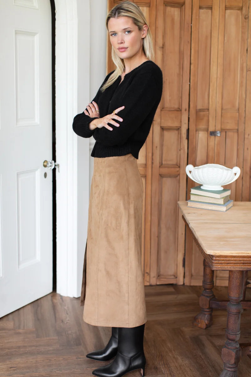 Pencil Skirt- Camel Suede