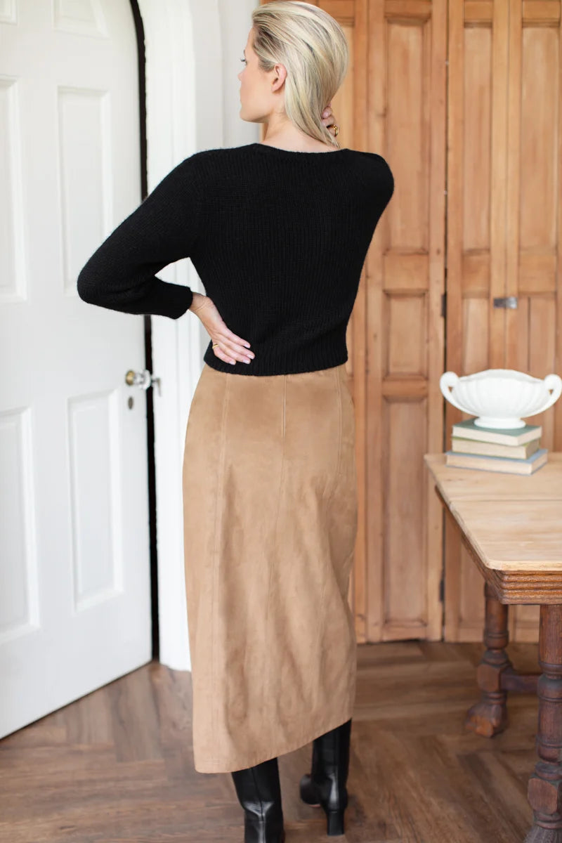 Pencil Skirt- Camel Suede