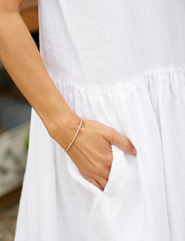 Popover Sleeveless Shirtdress in White