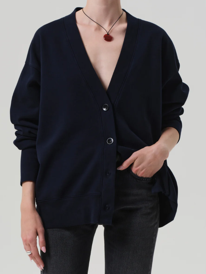 Fleece Cardigan - Navy