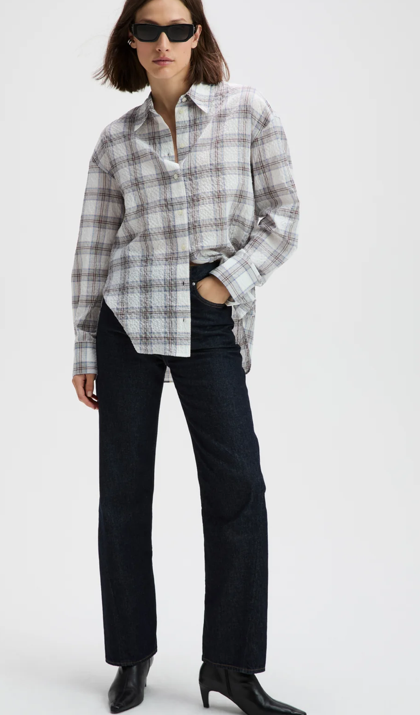 The Everything Shirt- Cream Plaid