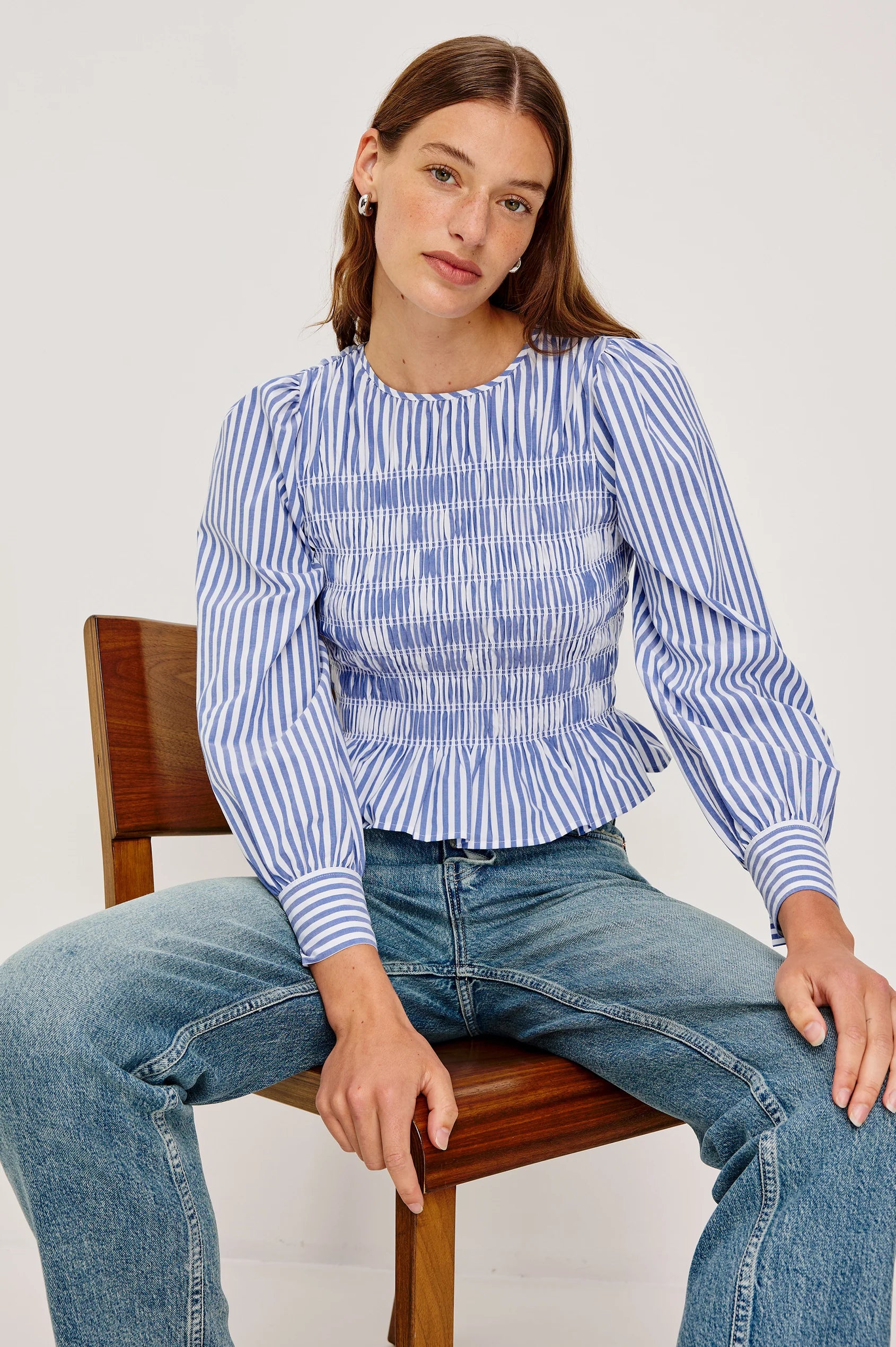 Tabi Top in Oxford White Stripe