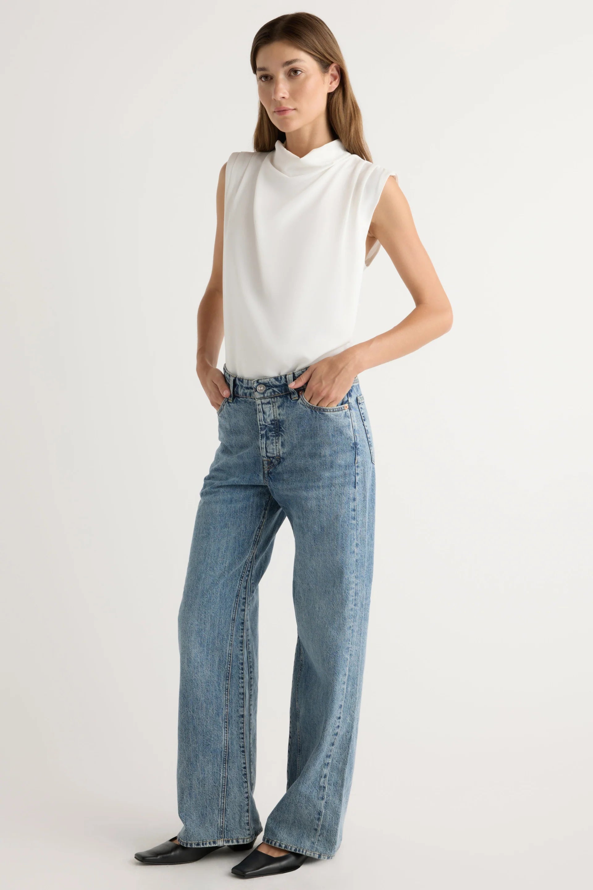 Allegra Gathered Neck Sleeveless Blouse