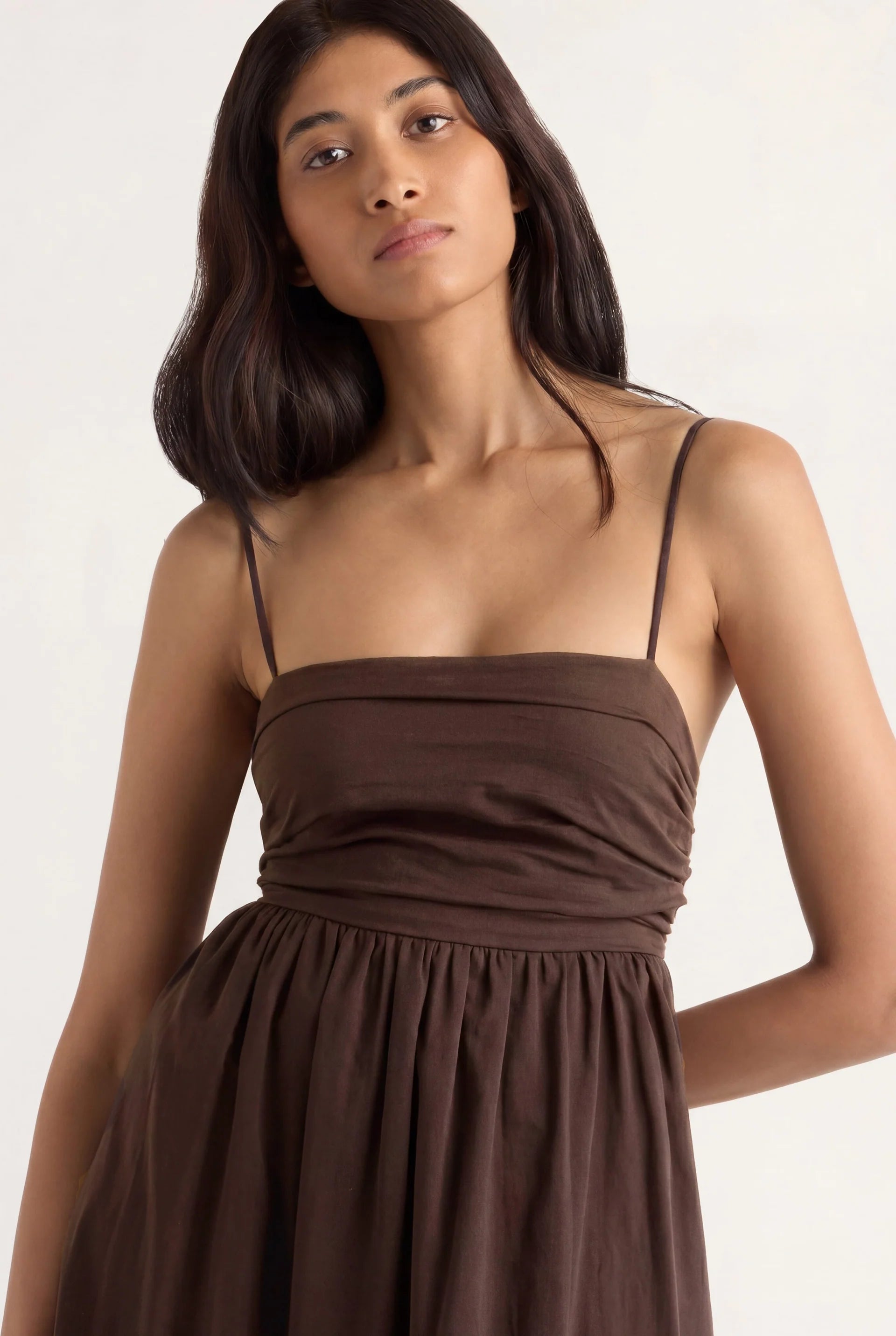 Aurora Ruched Organic Cotton Maxi Dress
