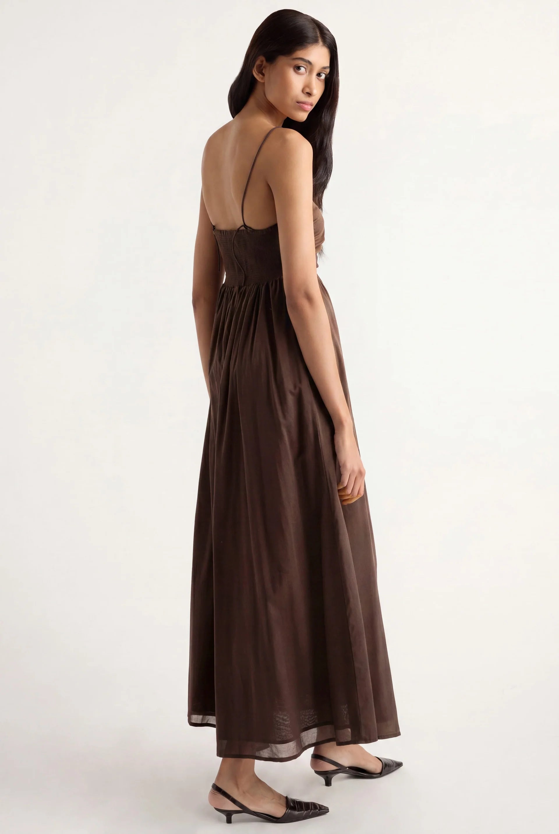 Aurora Ruched Organic Cotton Maxi Dress