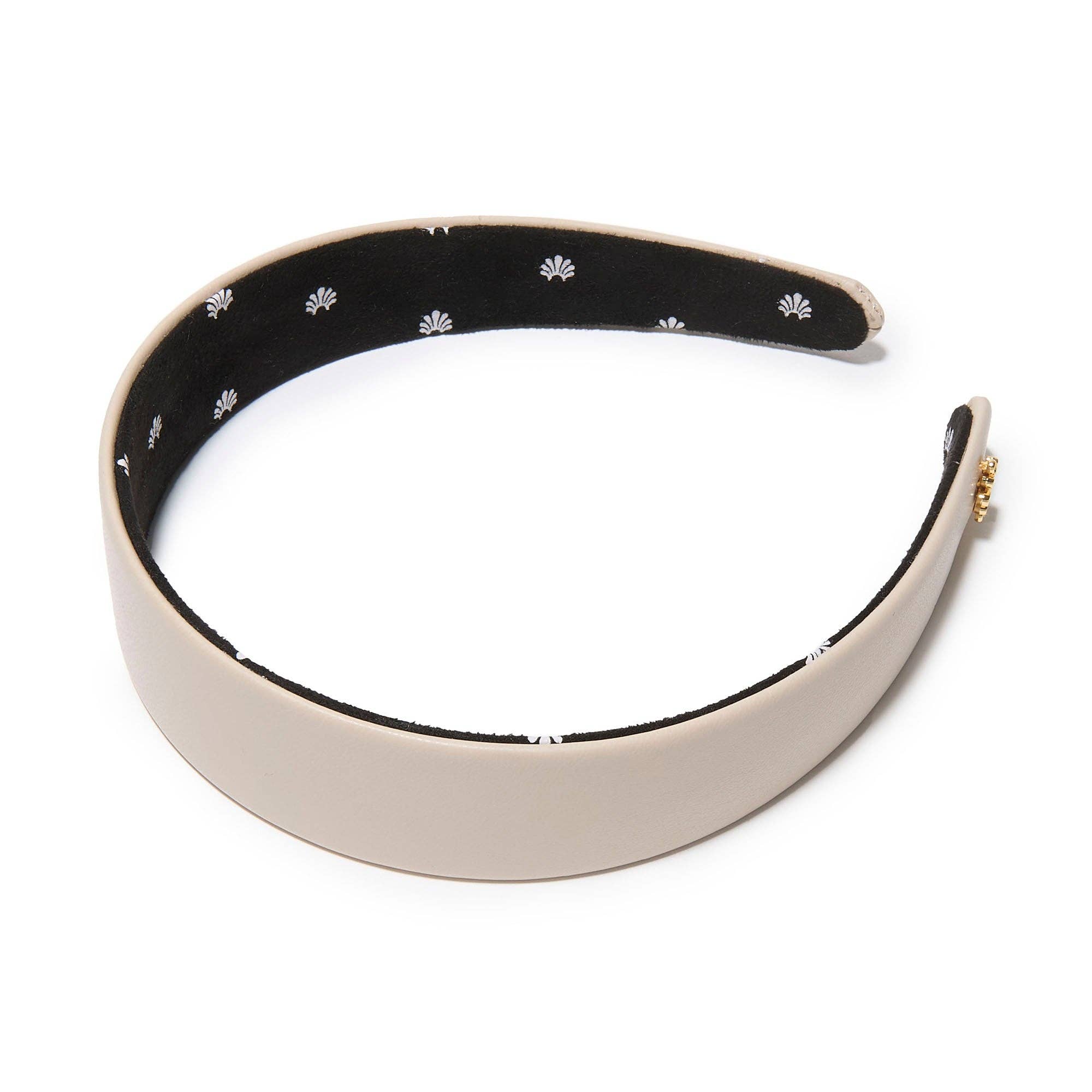 KHAKI FAUX LEATHER BESSETTE HEADBAND