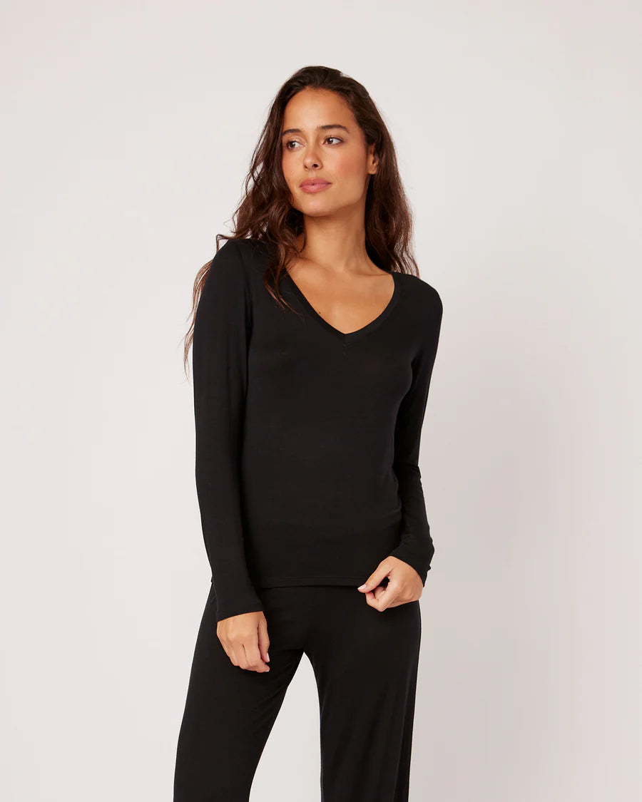 Memphis Long Sleeve V in Black