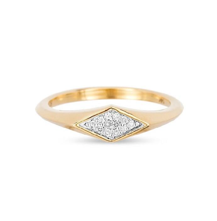 Small Pave Diamond Signet Ring
