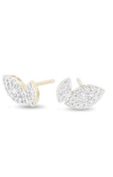 Tiny Pave 2 Marquise Posts Earrings